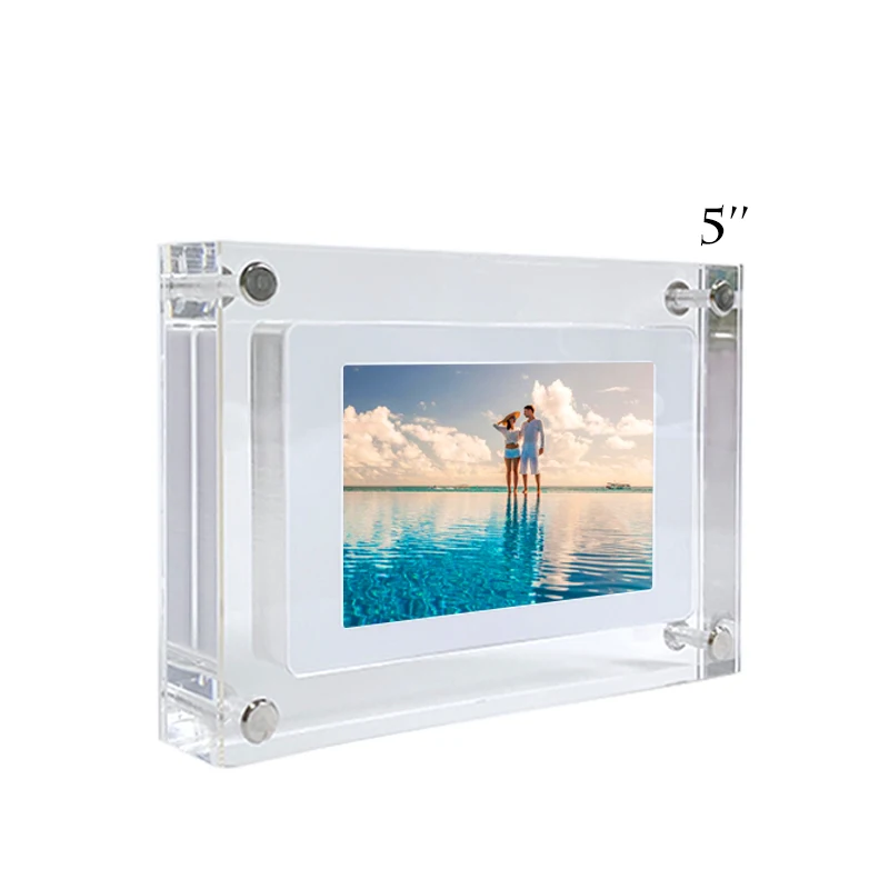 NFT Display 5inch Acrylic Digital Photo Frame With Built in Re-chargable li-battery and 1G Memory For Client Video Play In Loop