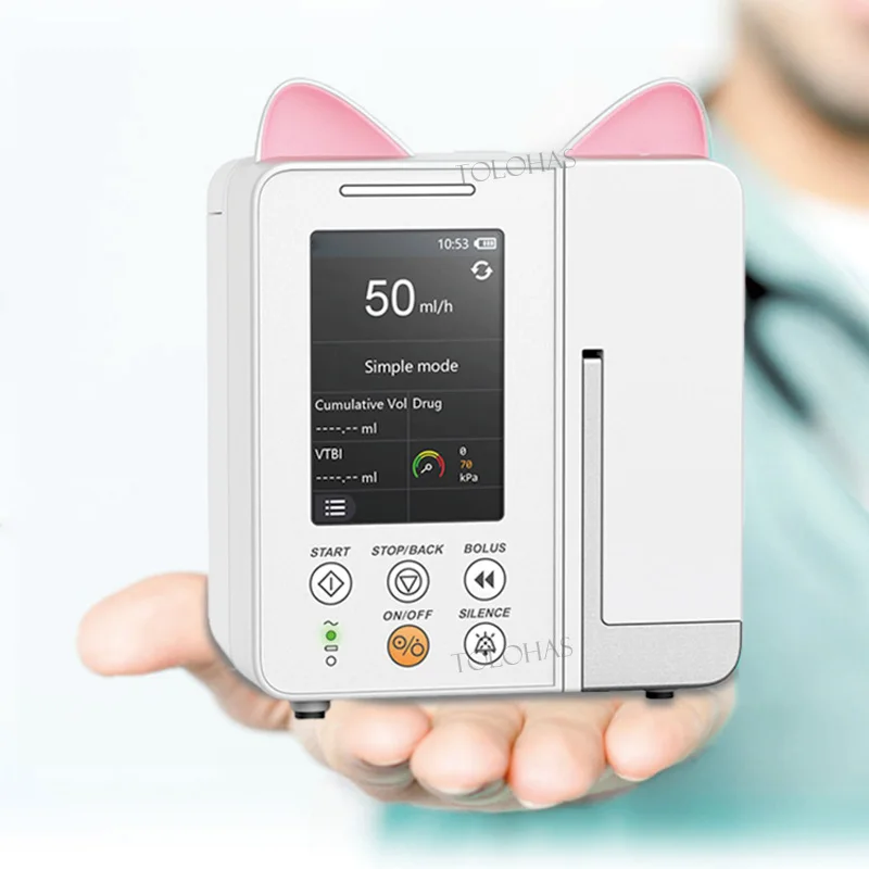 LHWVP6 Auto-lock Screen Night Mode Vet Medical Product 3.5 Inch Cute Ear Design Pet Mini Infusion Pump Price