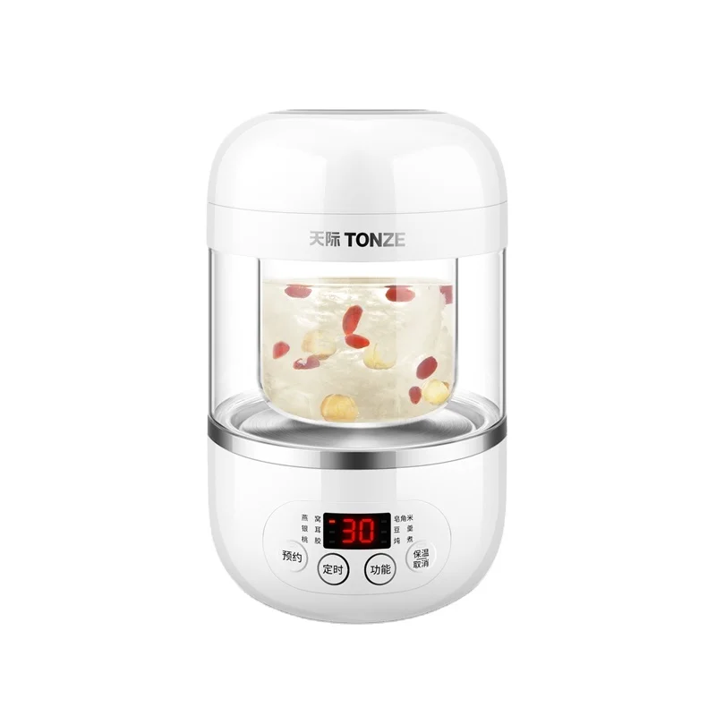 Оптовая продажа, миниатюрная электрическая стеклянная многофункциональная кастрюля для здорового тушения, 0,7 л, Детская каша, суповарка, тушение, птичье гнездо, медленная кастрюля