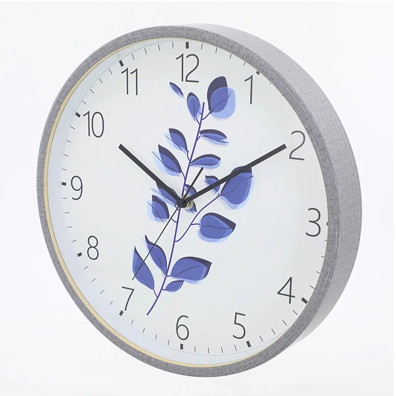 2023 modern fashion custom design analog quartz  Imitative wooden cheap plastic wall clock home decor
