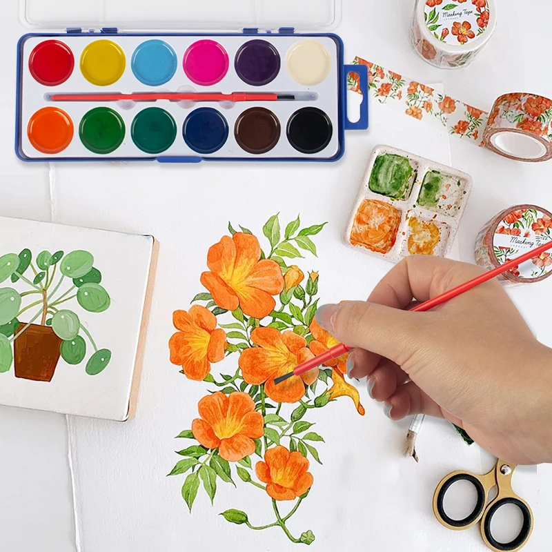 Water color Paint Set for Kids,Ideal Fun and Learning Tool for Kids at Home and School Paintbrush Included