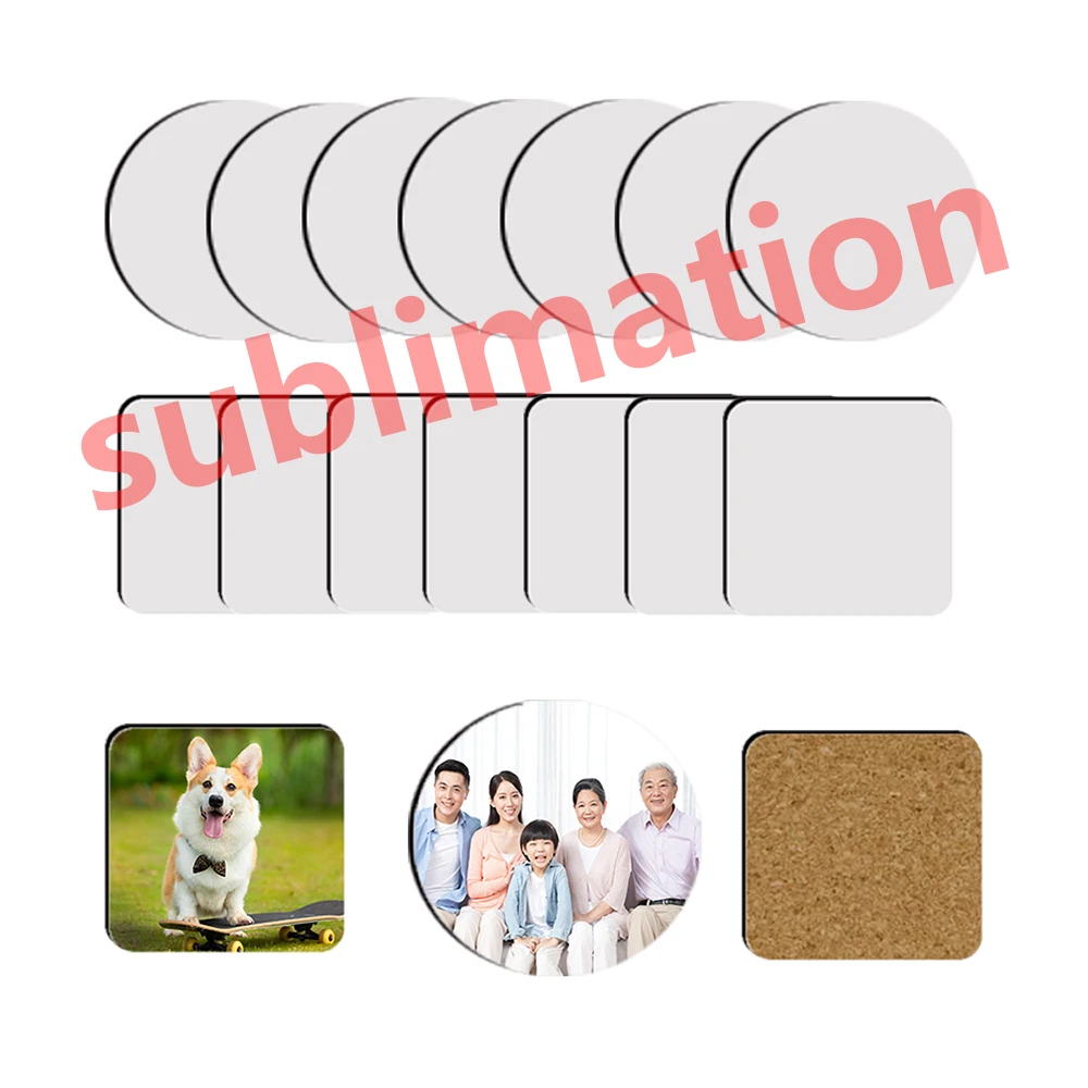 Sublimation Coasters Blank wooden MDF DIY Customized Square Coaster for drinks Round Hardboard Blank wood Coasters