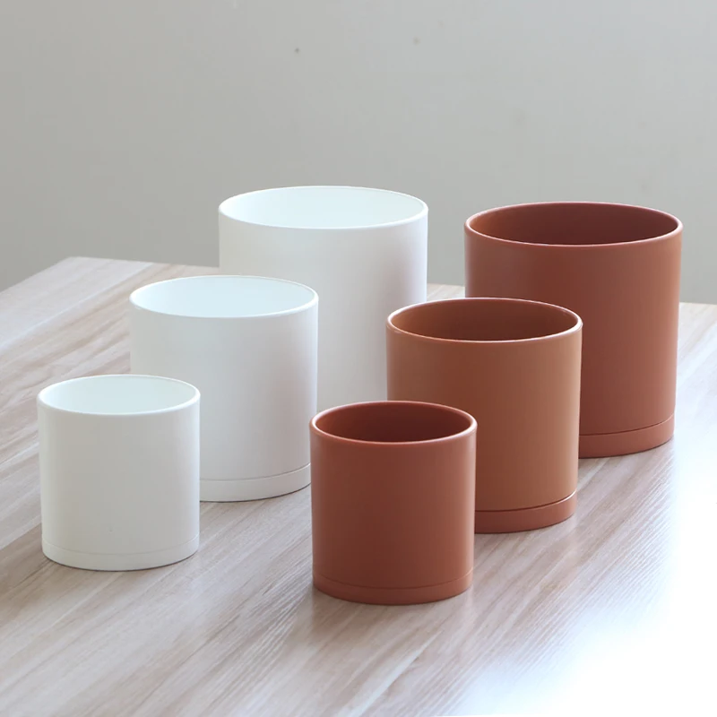 
Manufacturer Custom Wholesale 4 5 6 7 Inch 4pcs Set Planters Flower Pots Cheaper Plastic Cylinder Plant Pot 