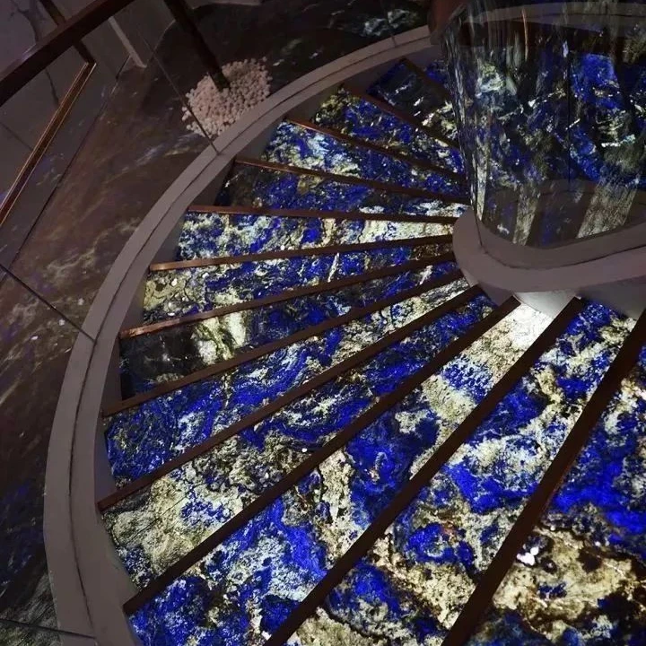 GOLDTOP OEM/ODM Luxury Natural Blue Sodalite Quartzite Blue Marble Slab For Wall Decoration