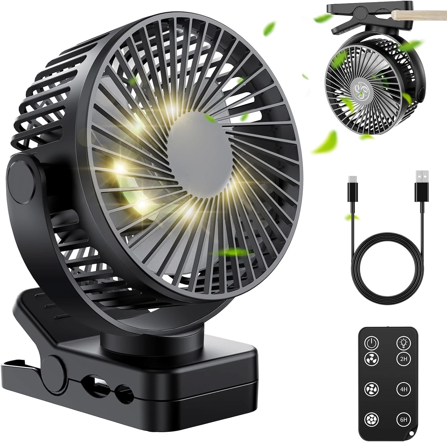 Multifunction Rechargeable Fan 12000mAh Battery Stroller Clip On Fan Outdoor Charging Desktop Table Usb Portable 6 Inch Clip Fan