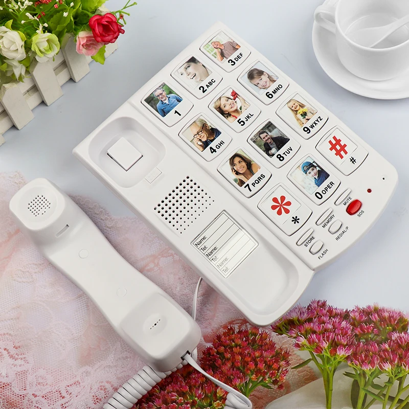 SOS Telephone Big Button Landline, Fixed Corded Phone with Caller ID Flash  Function  Landline for Elderly