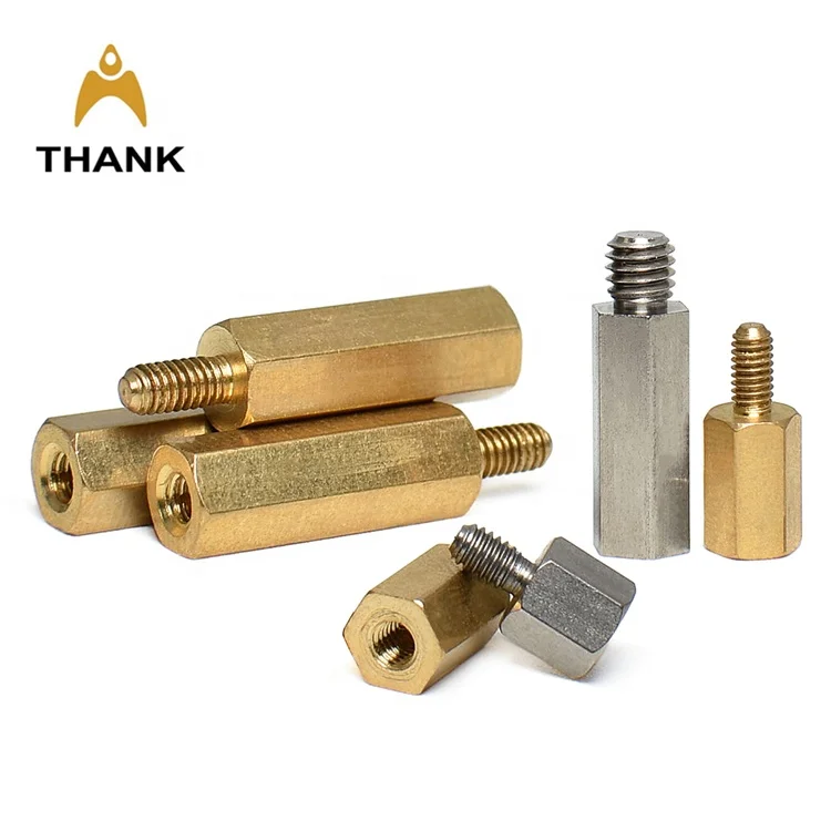 inside female thread outsize male thread Brass Unheaded hex nut and bolt M2-M8