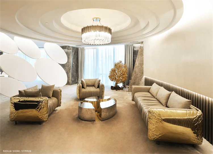 Excellent Price  Round villa mansion single seat combination sofa Living room furniture Foshan furniture