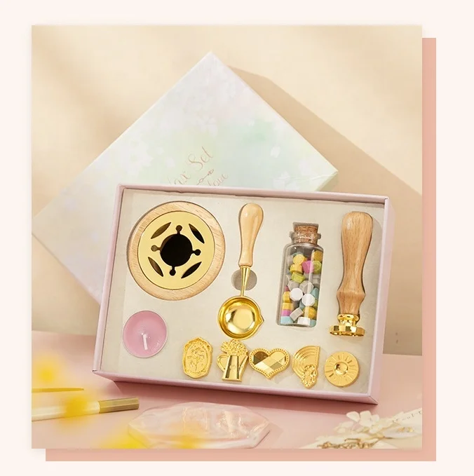 Cherry blossom series Sealing Wax Stamp set with Copper Wax Seal Stamp Head for birthday gift Valentine Day