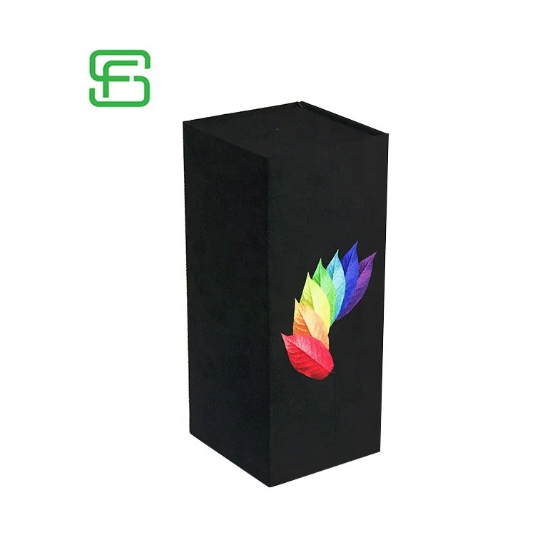 Wholesale vodka packaging storage cardboard paper gift box Black Magnetic Gift Box For wine packaging