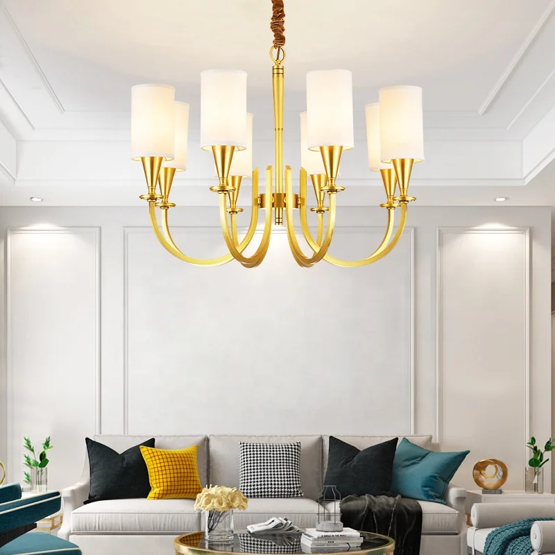 Wholesale Pakistan Modern Light Copper Brass Cloth Cover Chandelier For Bedroom Living Room