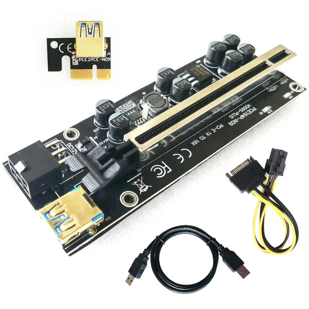  8 конденсаторов PCI-E 1X до 16X карта расширения 2021 VER новый PCI PCIE Riser 009S