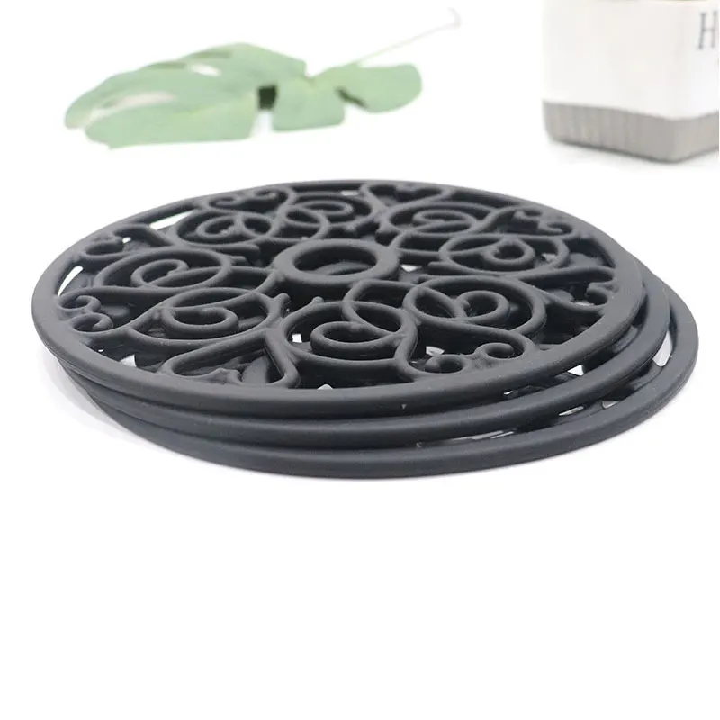 Custom 3 Pcs Set Tischset Round Trivet Drying Heat Resistant Table Pad Silicone Placemat Silicon Mat