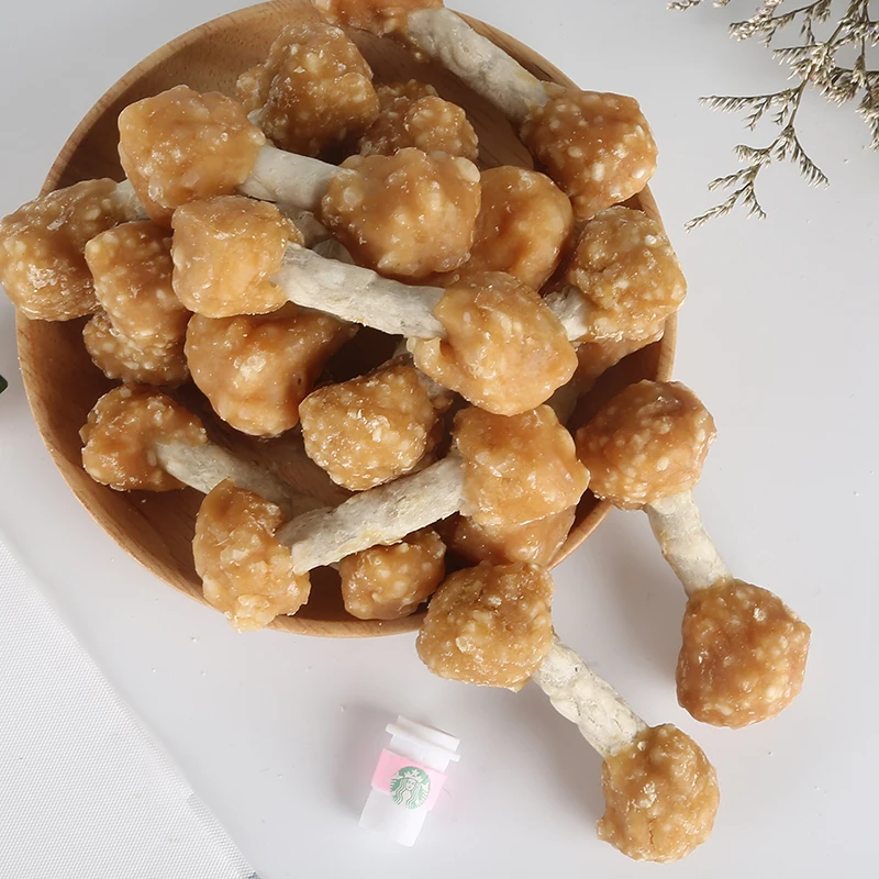chicken dumbbell munchy stick chopped cowhide stick dog treat oem private label dog snack factory wholesale