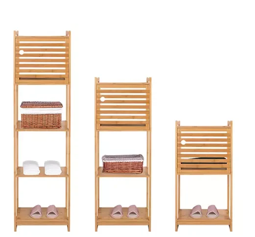 BAMBKIN Bamboo 3-tiers storage rack for living room bedroom bath room bamboo shelf 3 step