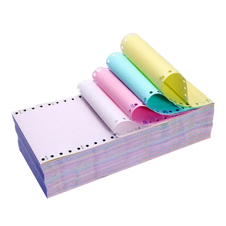 Factory wholesale 5 ply continuous carbonless printing paper ncr rainbow computer printing form ncr carbonless paper in sheet