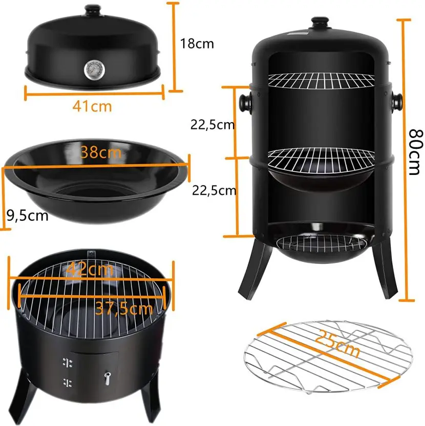 Multifunction Vertical charcoal smoker grill bbq with LFGB approval