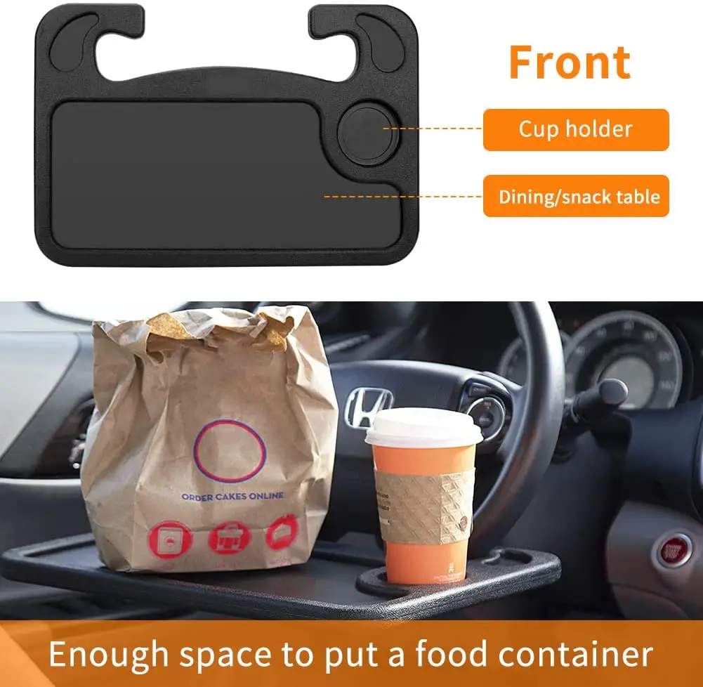Car Steering Wheel Desk | Food Table for Car | Steering Wheel Tray for Constant Travelers, Fits Most Vehicles Steering Wheels