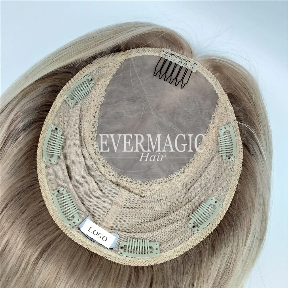 
European human hair topper for women mono hair topper silk top human hair piece topper 