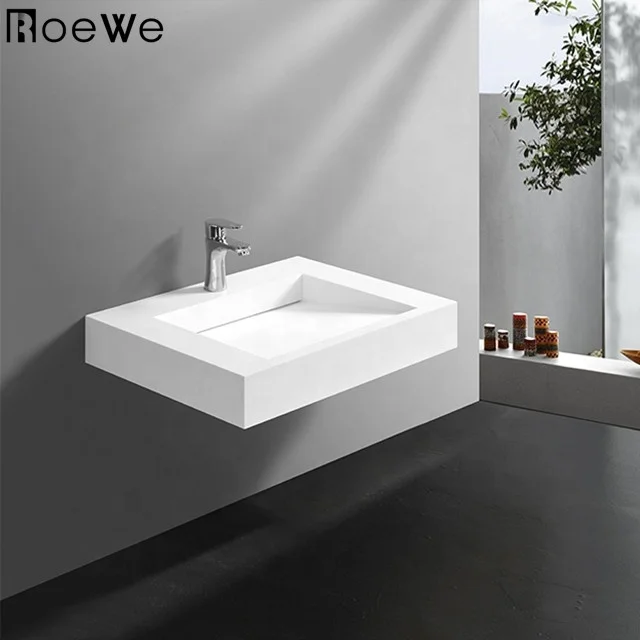 Artificial Cast Stone Wallhang Washbasin Bathroom Washing Sink solid Surface Counter Top Vanity Double Lavabo Hand Wash