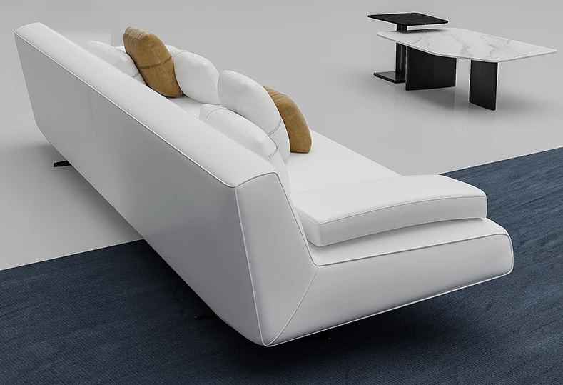 Leather sofa head layer cowhine modern simple light luxury leather art three-person office sofa set