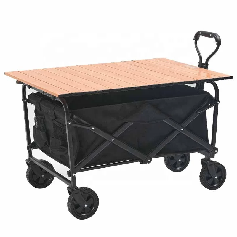 Outdoor Indoor Utility Foldable Garden 4 Wheel Trolley Sturdy Folding Wagon Beach Camping Cart