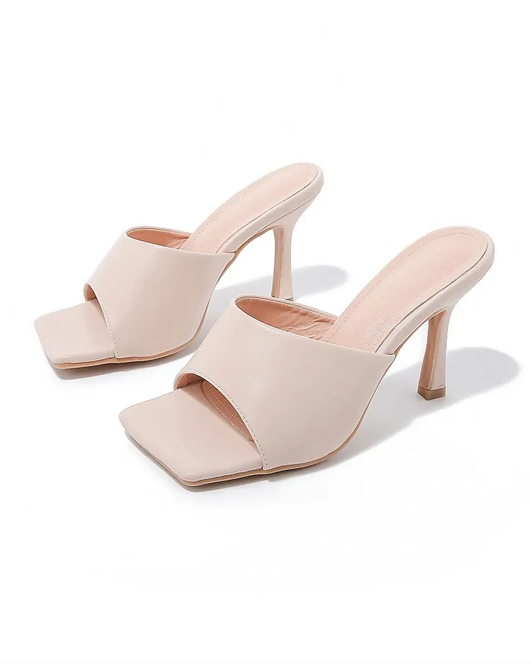 2024 Wholesale new women stiletto shoes  open toe square toe high heels straps customized sandals