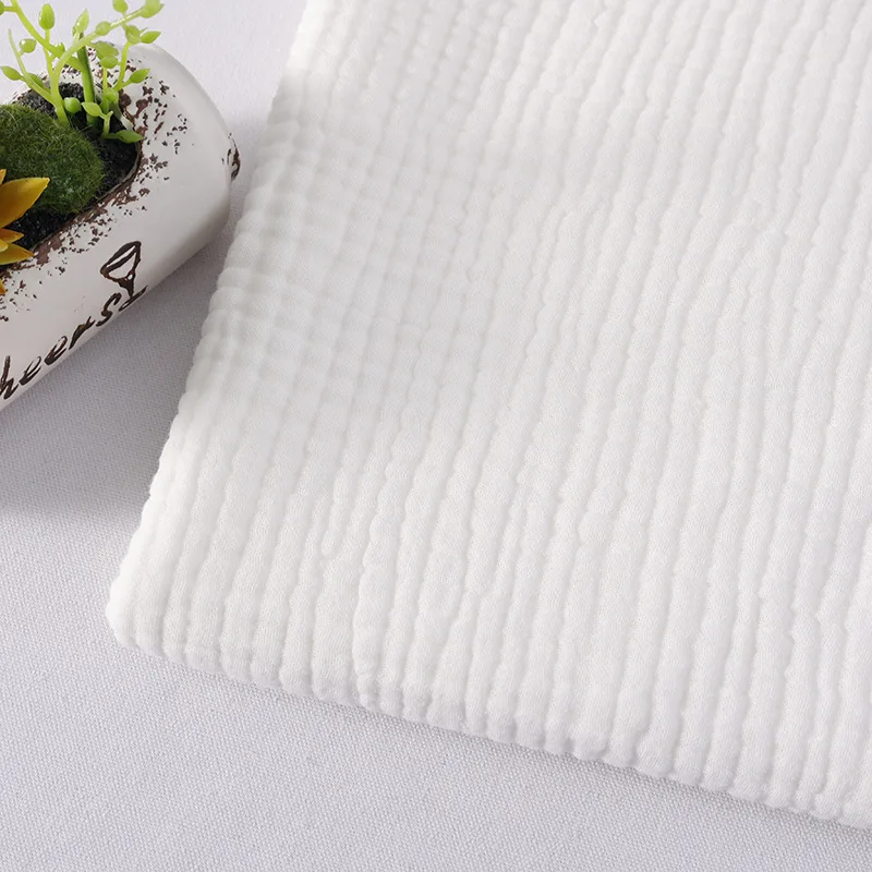 High quality custom 6 layers crinkle baby muslin eco-friendly organic 100% cotton diaper fabric wholesale