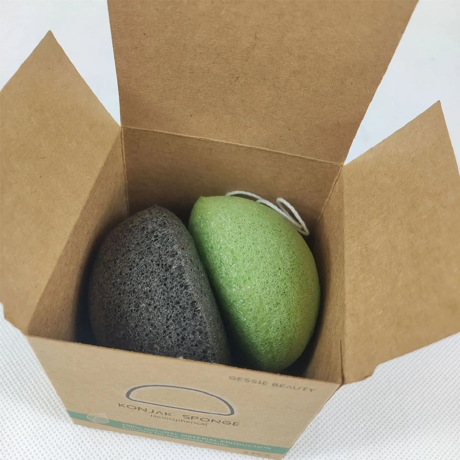 2Pack 4Pack 100% Natural Facial Exfoliating Skin Care Private Label Organic Konjac Sponge With Box