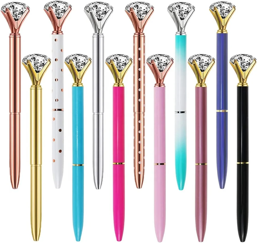 Mixed Colors Bling Pens Crystal Diamond promotional Fancy Metal Ballpoint Pen