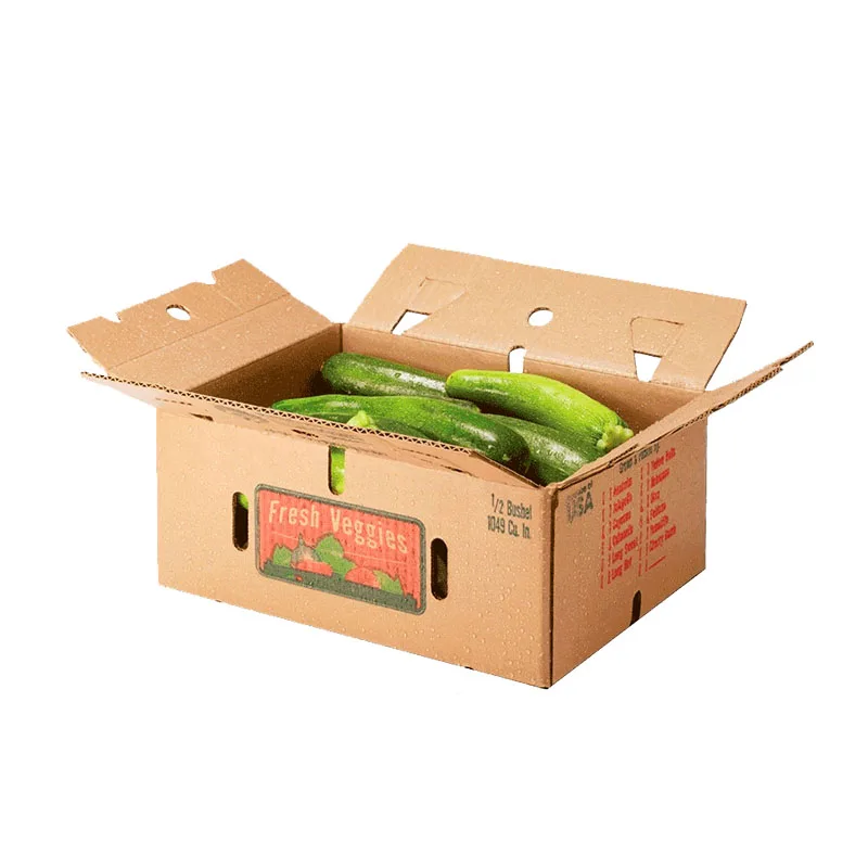 Biodegradable 3 Layers/ 5 Layers Fresh Vegetable Products Box Customized Organic Mini Cucumber Corrugated Flute Vegetable Carton