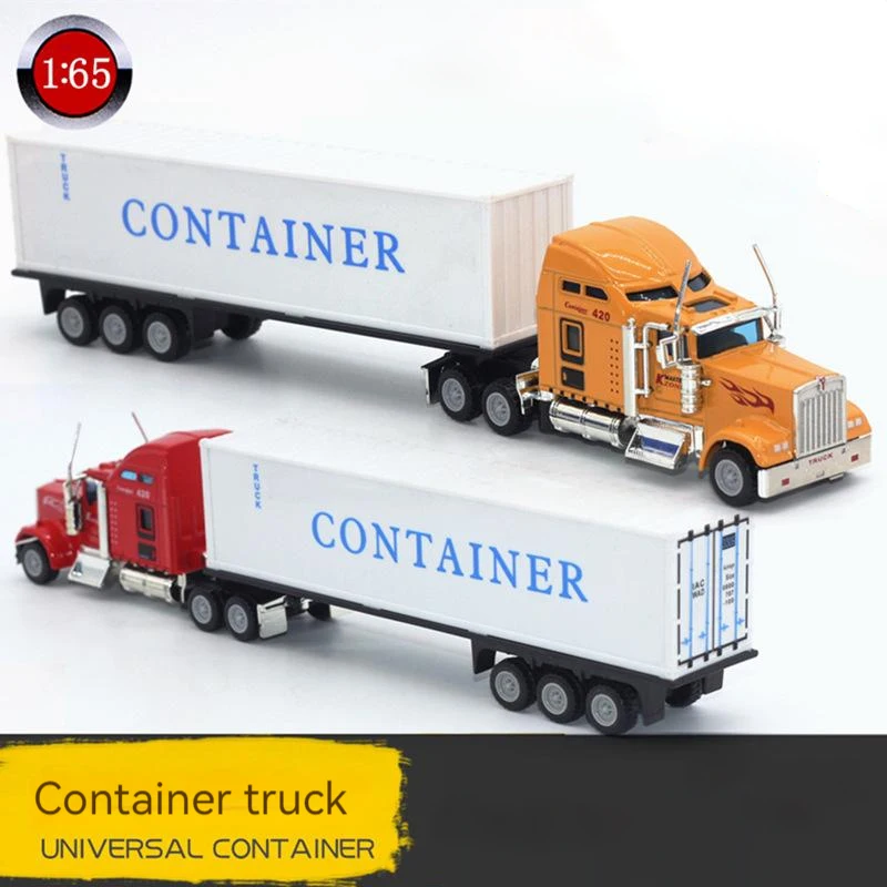 1/65 Scale 6 Packs Alloy Vehicles for Kids 3 Color Trailer Shift Gilding Container Metal Truck Model Car Diecast Toys