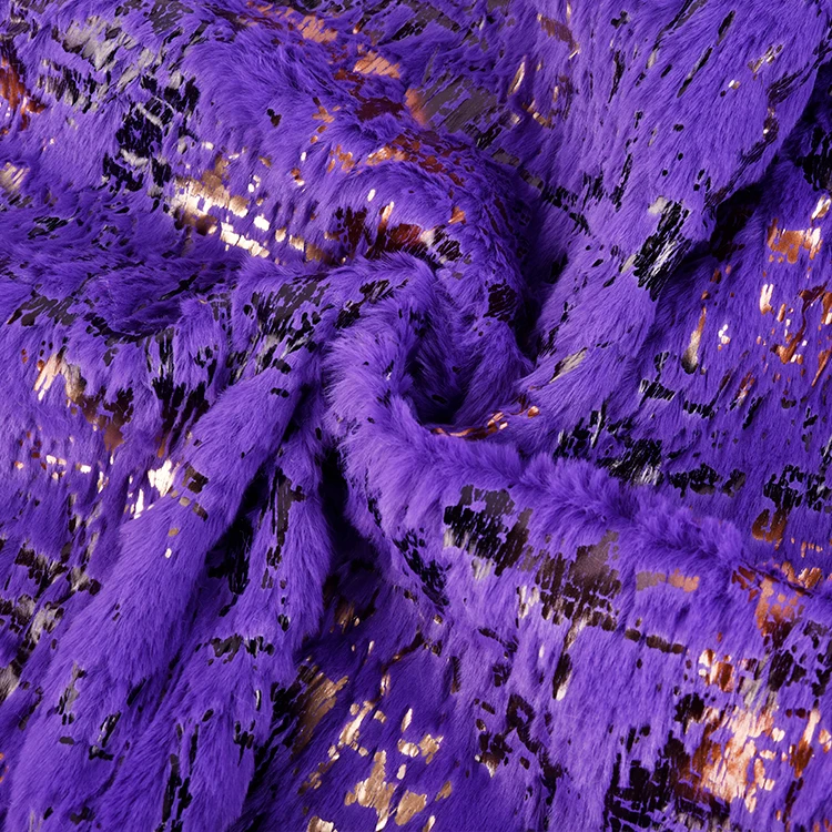 2023 Popular Selling Thick Warm Wrap Knit Luxury Foil Faux Rabbit Fur 100% Polyester Fabric for coat