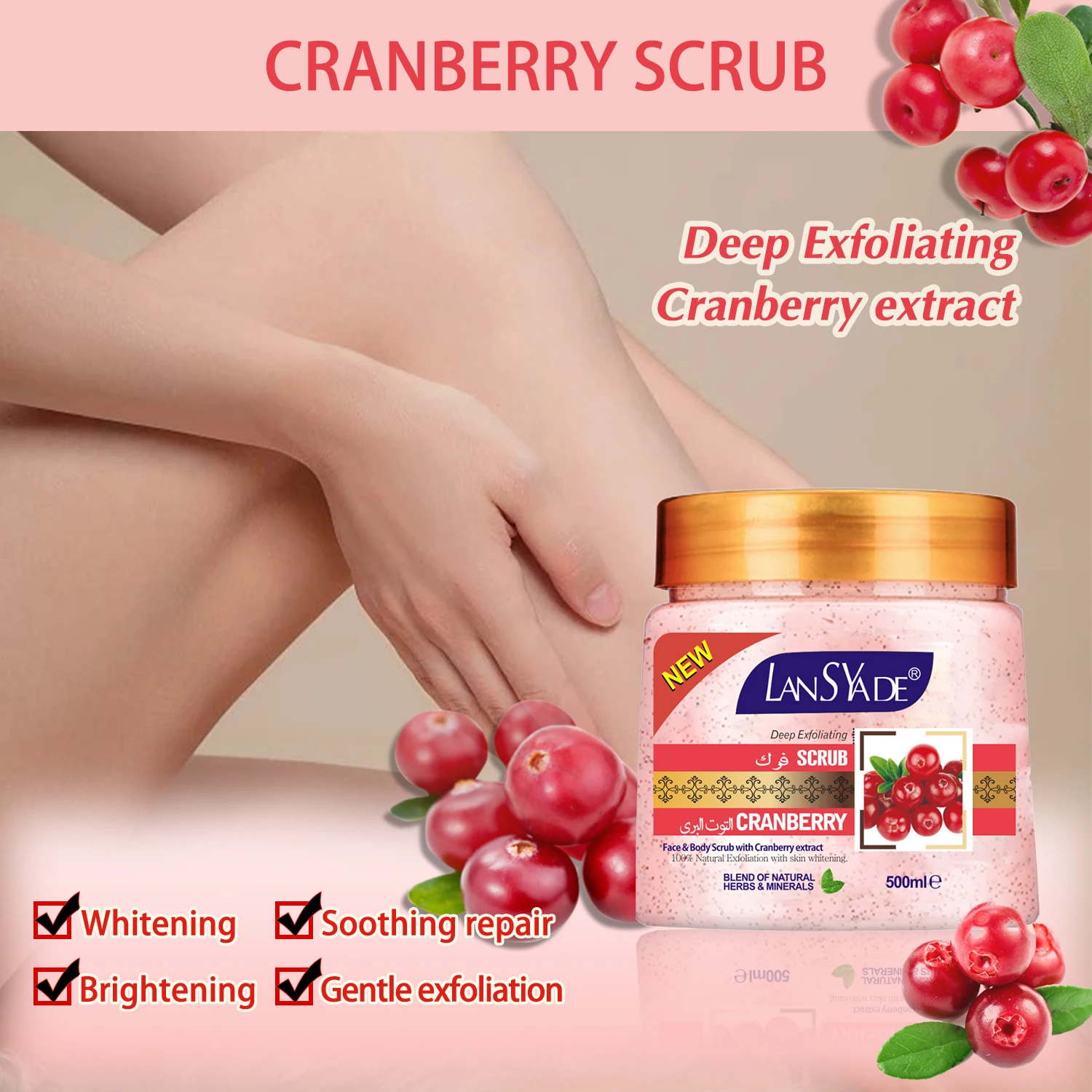 Cranbetty Bath Scrub Natural Whitening Exfoliating scrub Facial Body Organic brightening clean dark spots Skin Care