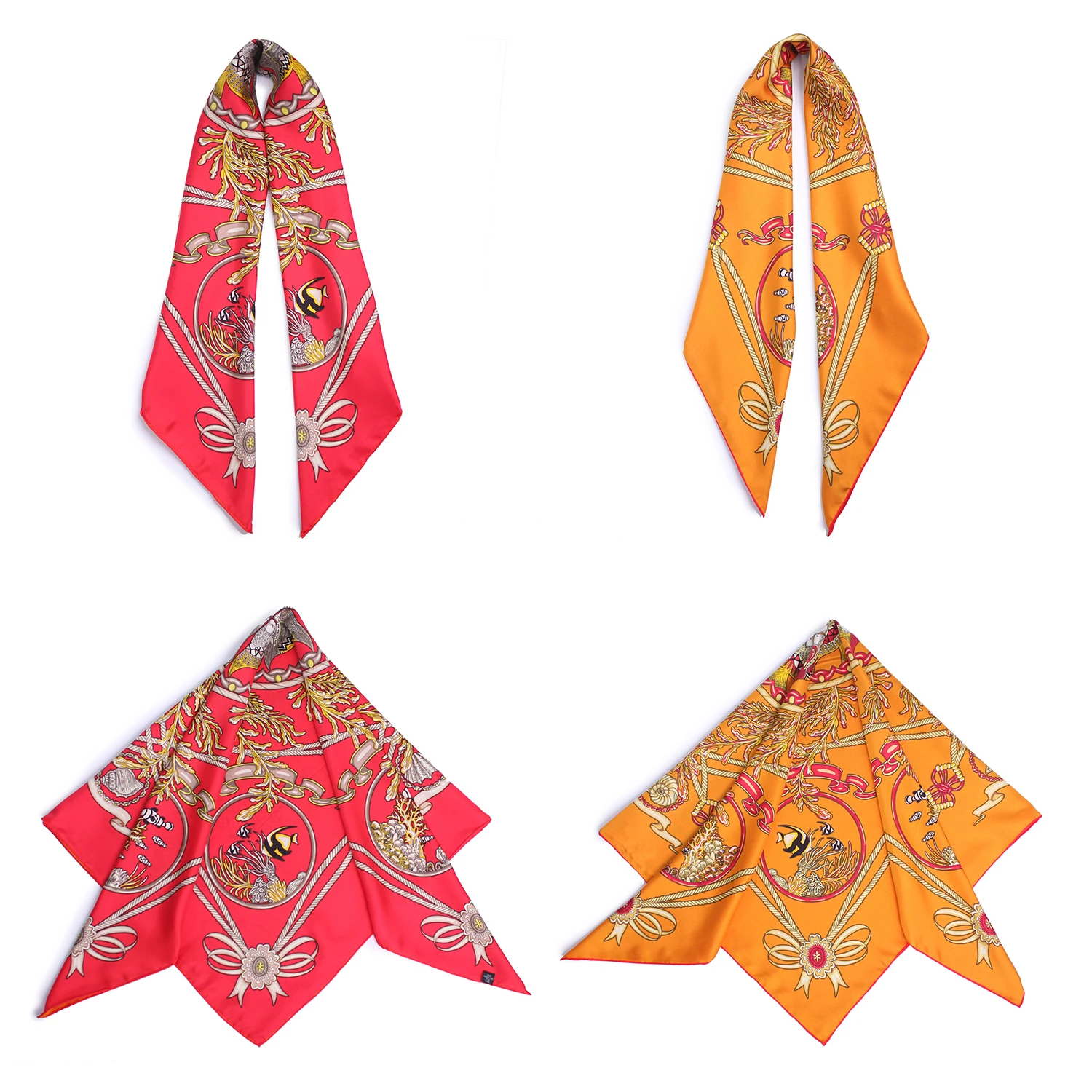 Factory Wholesale Organic Mulberry Large Silk Scarf Beautiful Appearance Ocean Pattern Pure Natural Silk Scarf For Spring Summer