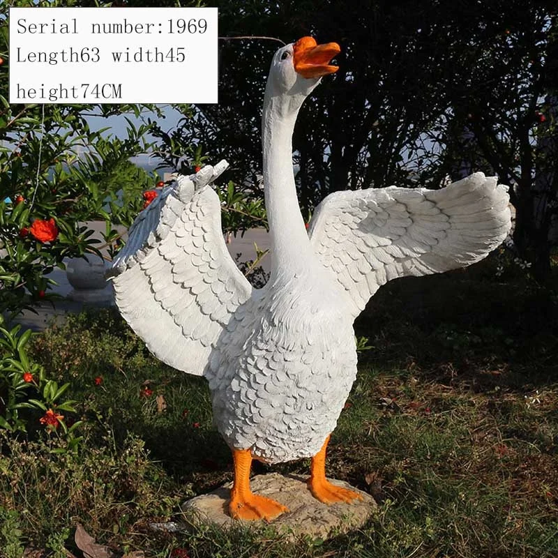 Hot Selling Cute Custom resin white goose polyresin decor Life Size 3D Printed Animal Duck Figurines Sculpture  for garden