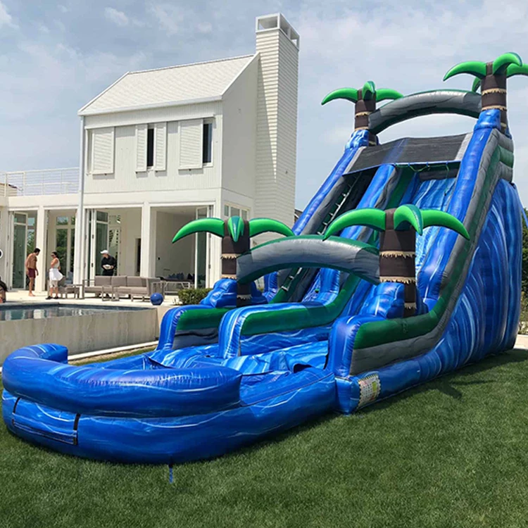 Water Garden Mini Combo Qatar Omega Double Lane Bouncer Inflatable Slides For Sale