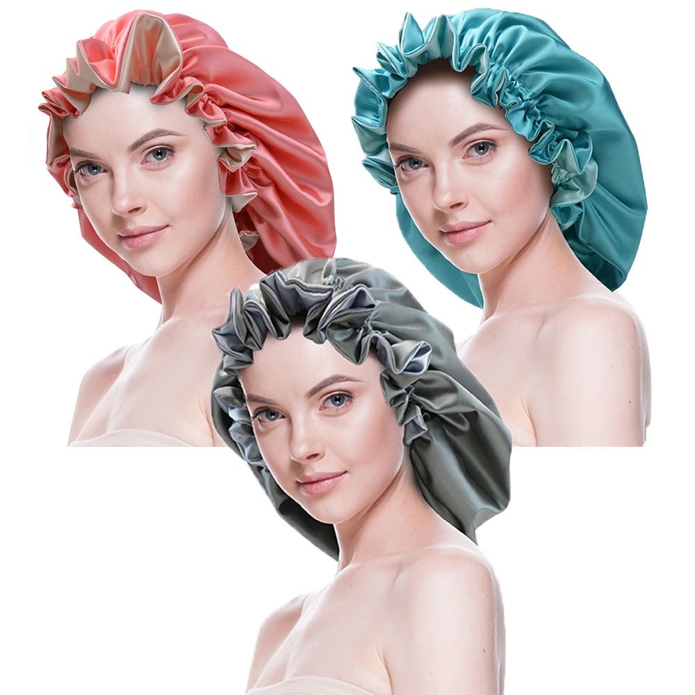 Wholesale Double Layer Sleeping Satin Bonnet For Women Silk Bonnet For Hair Reversible Hair Caps Sleep Bonnet