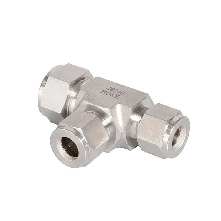 SS316 Stainless Steel Double Ferrules 3 Way Reducing Union Tee Tube Fittings
