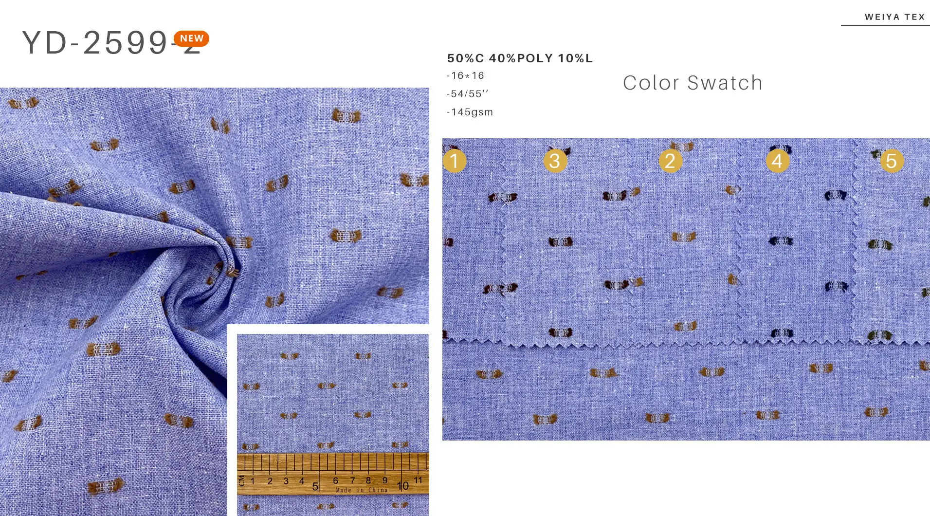 SS2024 men shirt woven plumetis cutting motif yarn dyed denim blue colors 50% cotton 40% poly 10% linen blended fabric