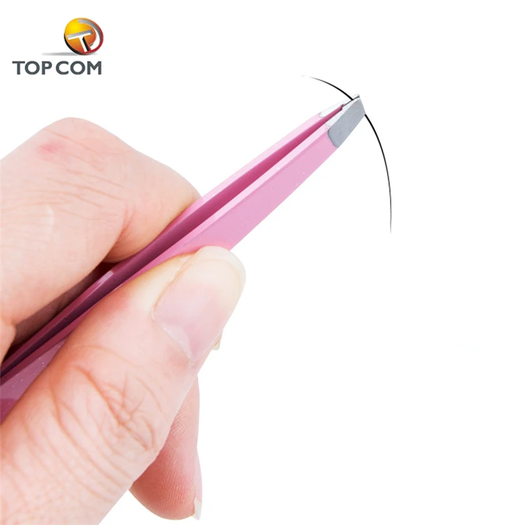 Private label cheap pink eyebrow tweezers with tube package