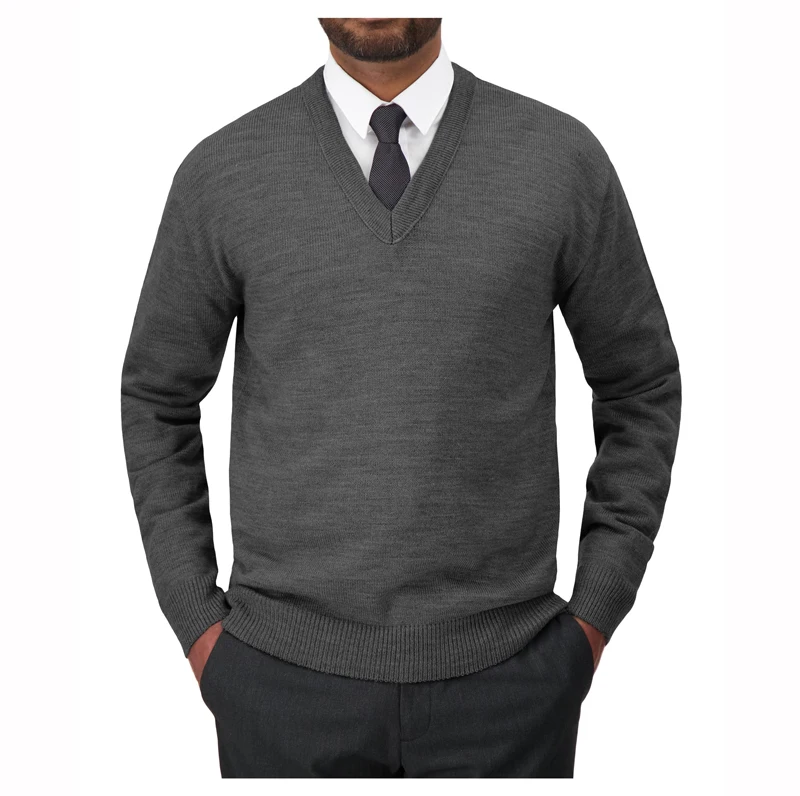 Мужской трикотажный пуловер с V-образным вырезом и