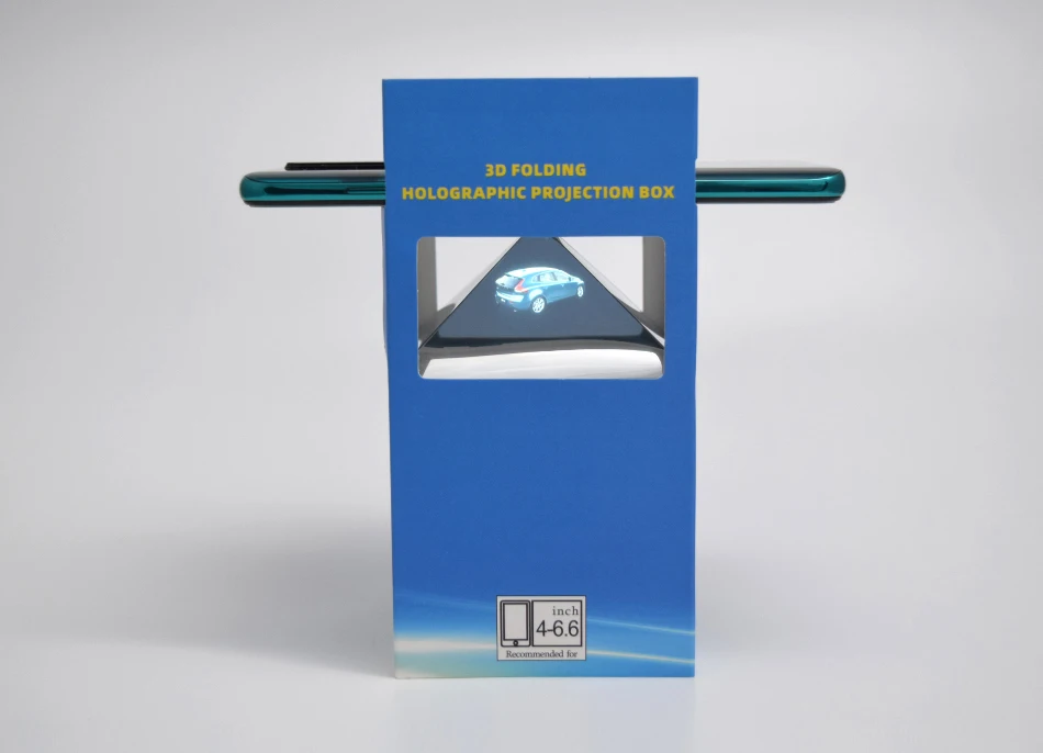 Custom logo 3D Holographic Display Pyramid Stands Projector  smartphone size 3d Hologram for Corporate  gift Product Display