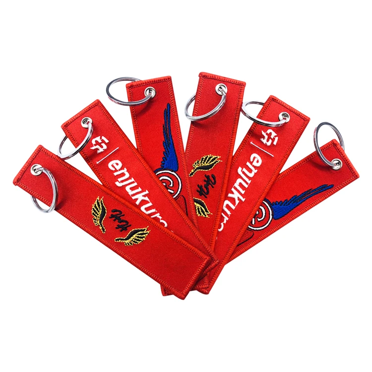 Custom Fabric Keychain Embroidered Logo Key Chain Tag Design Double-Side Embroidery Keychain