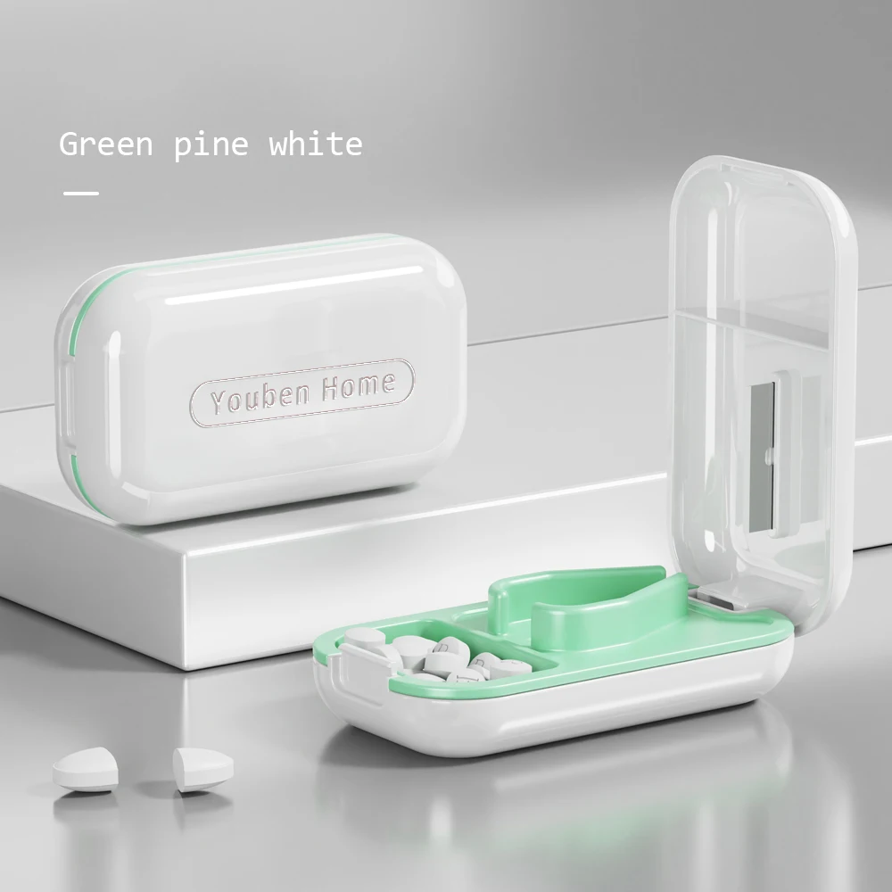 Pill Cutter Crusher Holder Case Medical Kit Dispenser Storage Organizer Box Cut Divide medicine Medication Drug Tablet Vitamins