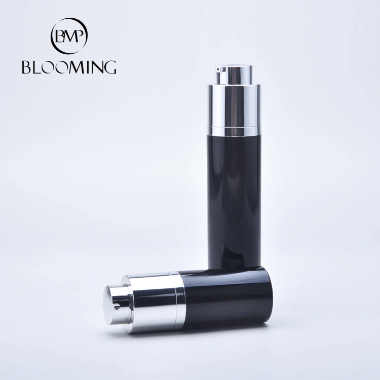 Luxury White Black Acrylic Personal Care Cosmetic Airless Bottle,30ml 50ml airless cosmetic bottles,pcr 15ml airless pump bottle