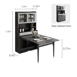 Folding Dining Tables Set Wood Modern Dining Room Extendable Solid Wood Wall Dining Table