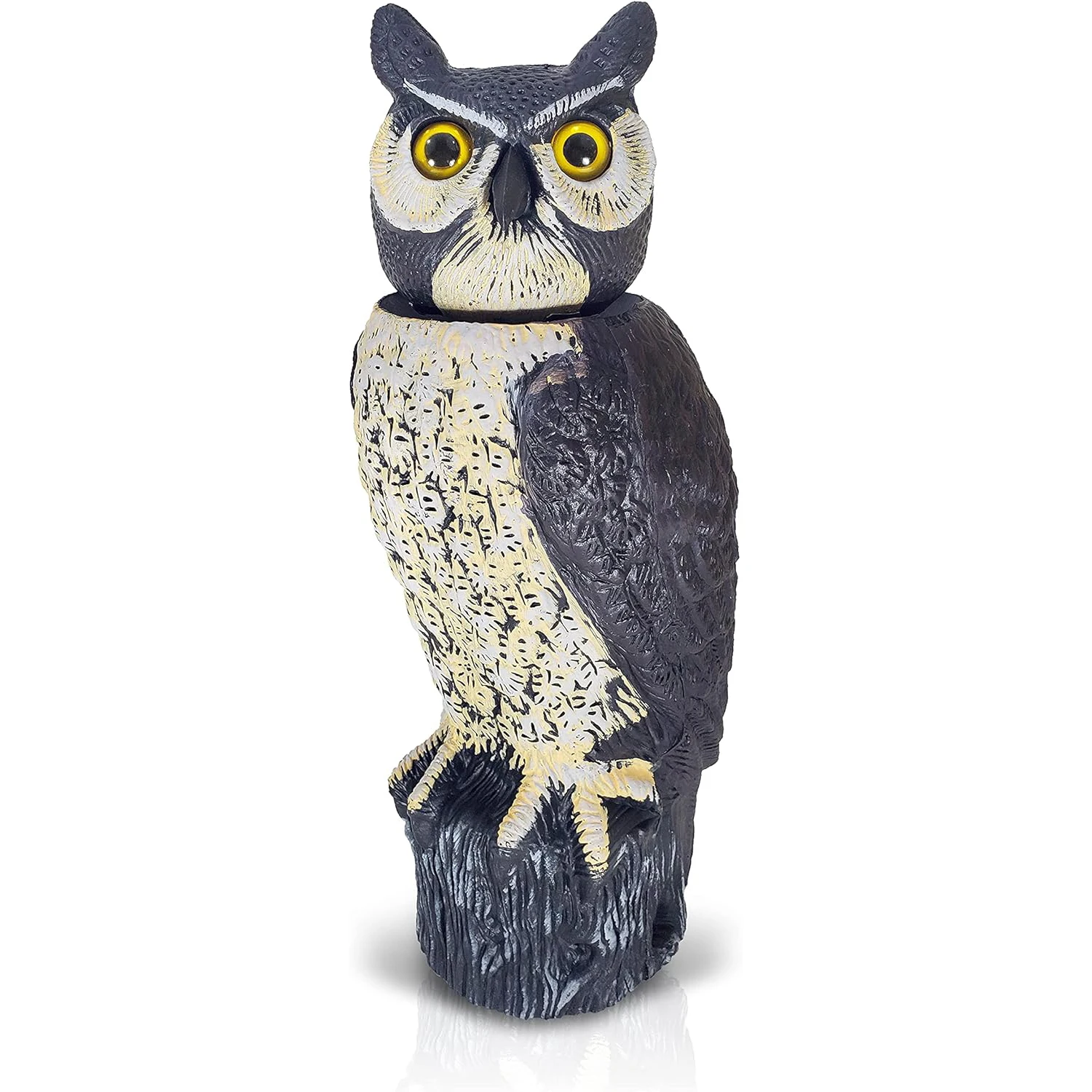 Solar  Owl Decoy With Rotating Head To Scare Birds Away From Gardens