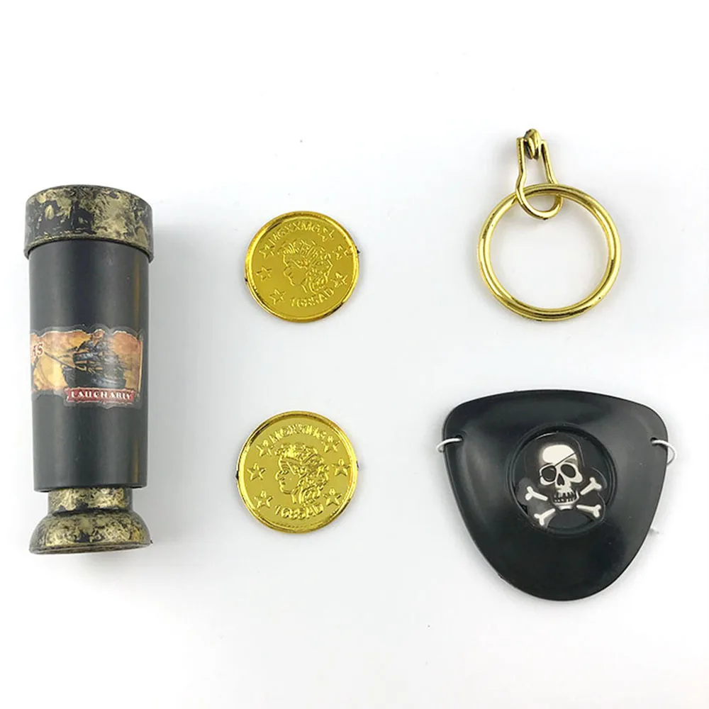 Pirate Eyepatch Telescope Toy with coins and Earring cosplay set