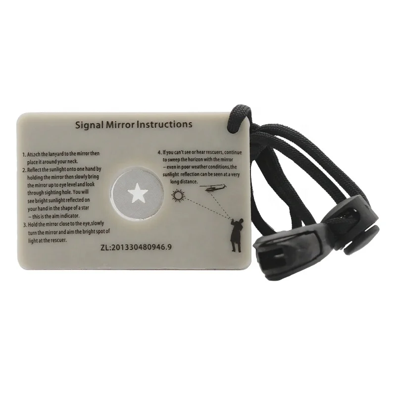 Outdoor EDC Tools Survival Emergency Super Rescue Signal Mirror with Paracord Lanyard Whistle